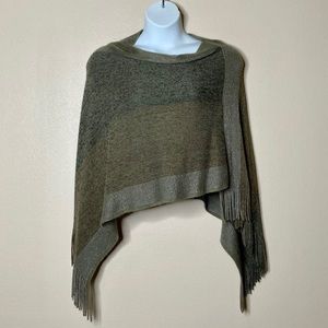 Jack & Missy Striped Poncho Sweater One Size Fits Most Army Green